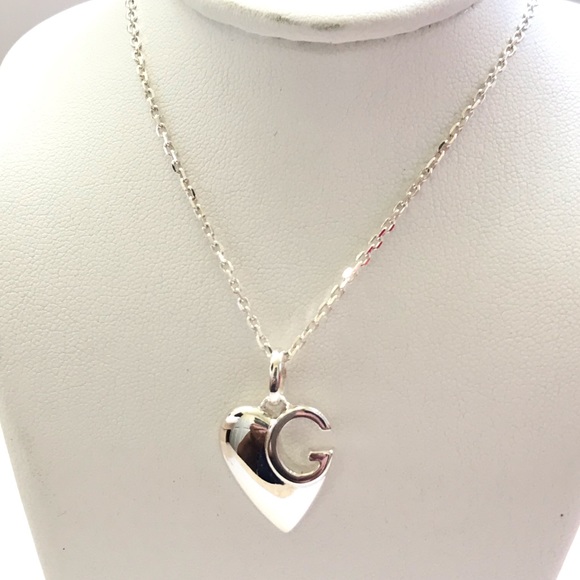 Gucci sterling silver G Charlotte heart necklace NWT